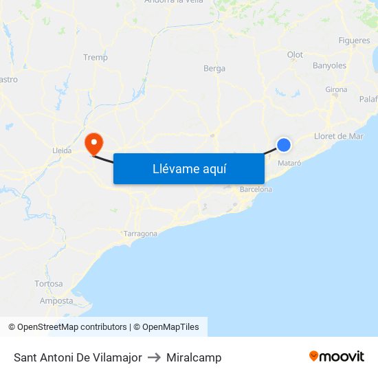 Sant Antoni De Vilamajor to Miralcamp map