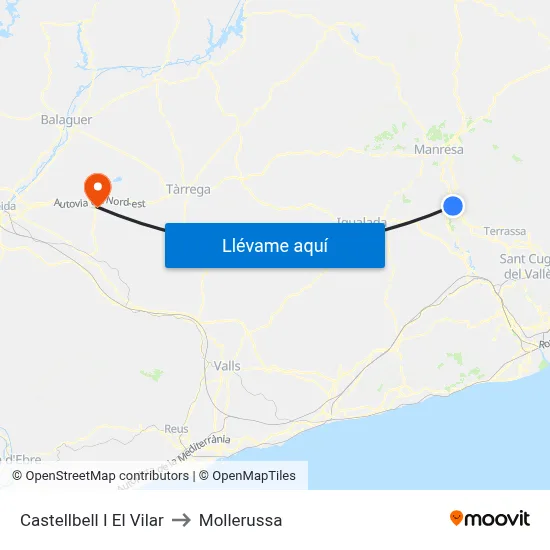Castellbell I El Vilar to Mollerussa map
