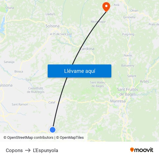 Copons to L'Espunyola map