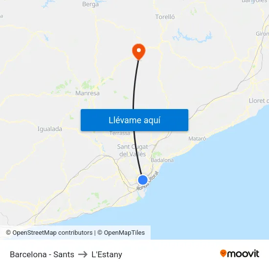 Barcelona - Sants to L'Estany map