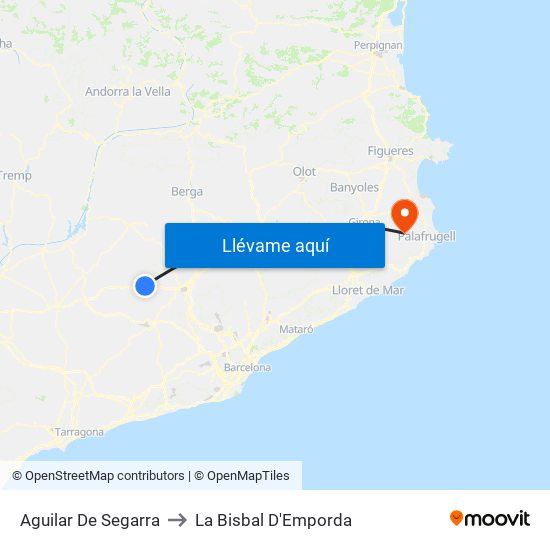 Aguilar De Segarra to La Bisbal D'Emporda map