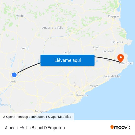 Albesa to La Bisbal D'Emporda map
