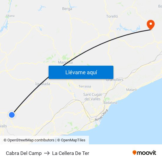 Cabra Del Camp to La Cellera De Ter map