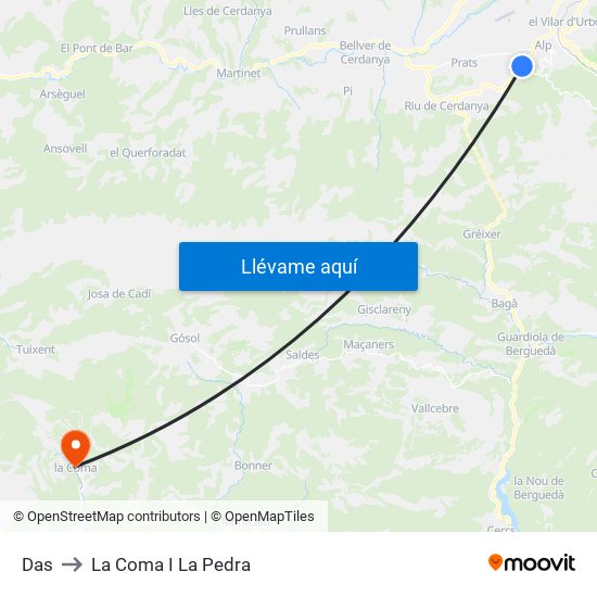 Das to La Coma I La Pedra map