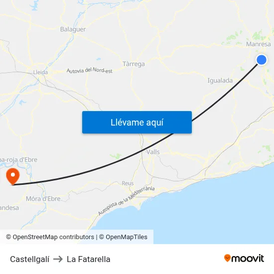 Castellgalí to La Fatarella map