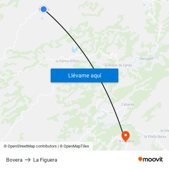 Bovera to La Figuera map