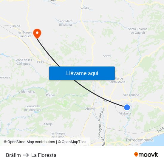 Bràfim to La Floresta map