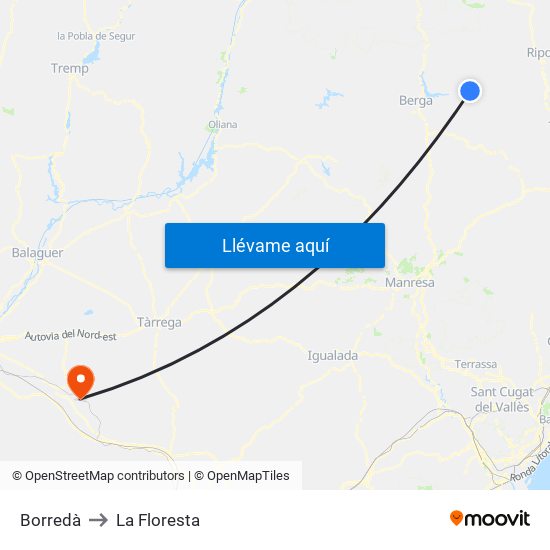 Borredà to La Floresta map