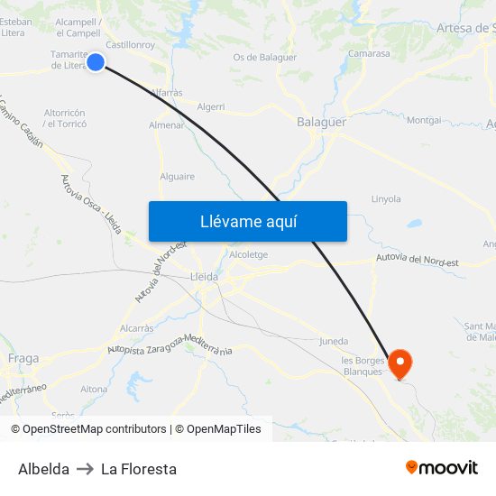 Albelda to La Floresta map