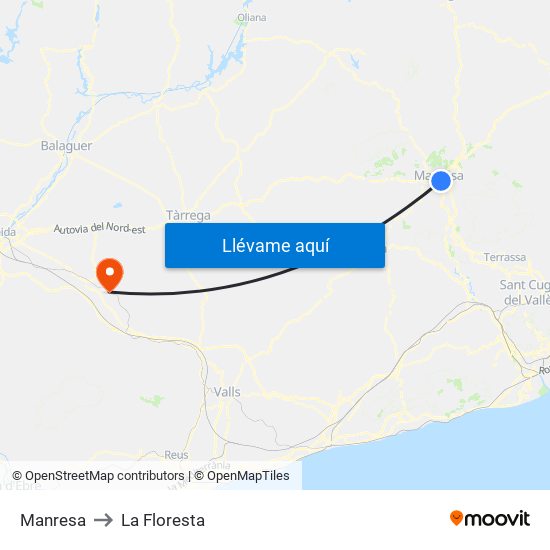 Manresa to La Floresta map
