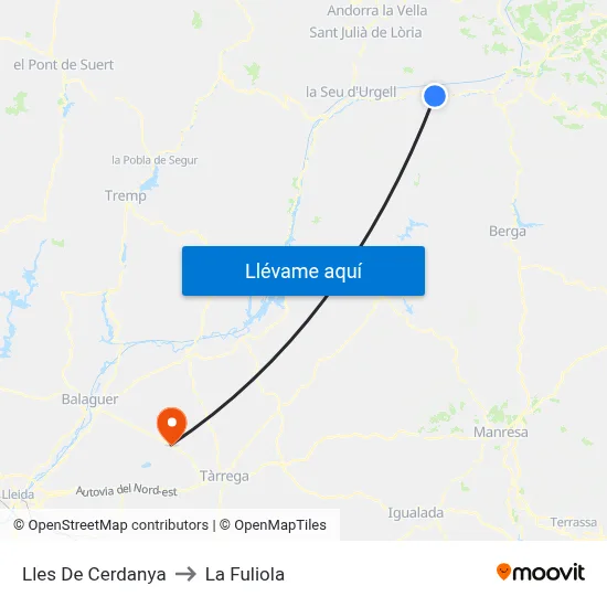 Lles De Cerdanya to La Fuliola map