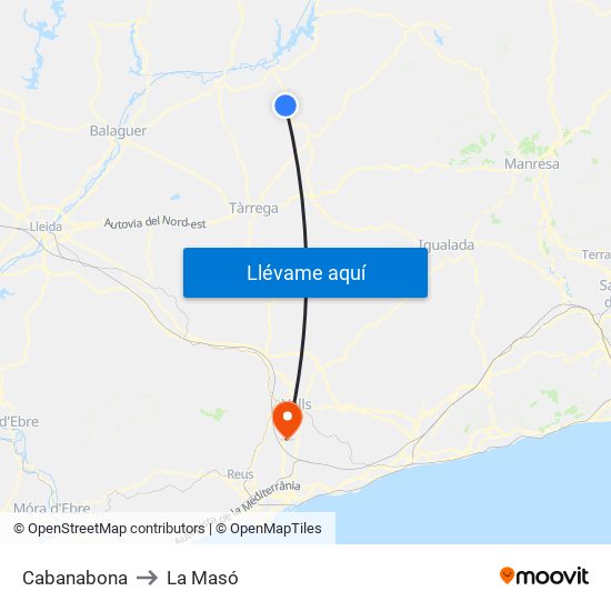 Cabanabona to La Masó map