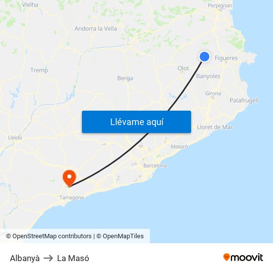 Albanyà to La Masó map