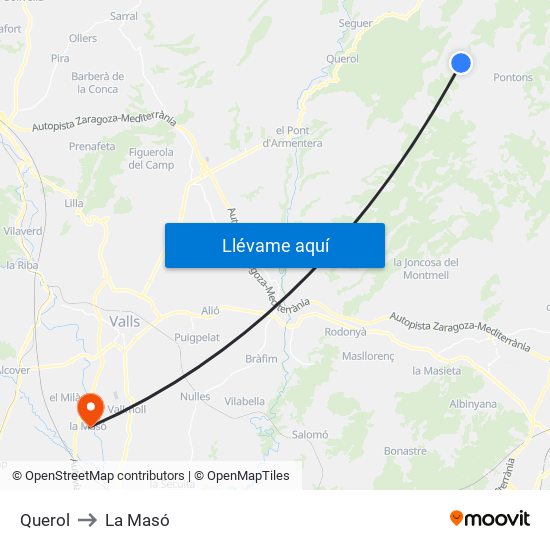 Querol to La Masó map
