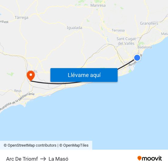 Arc De Triomf to La Masó map