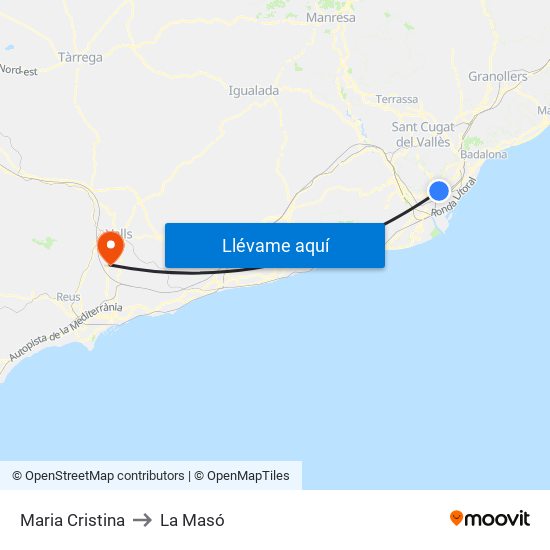 Maria Cristina to La Masó map