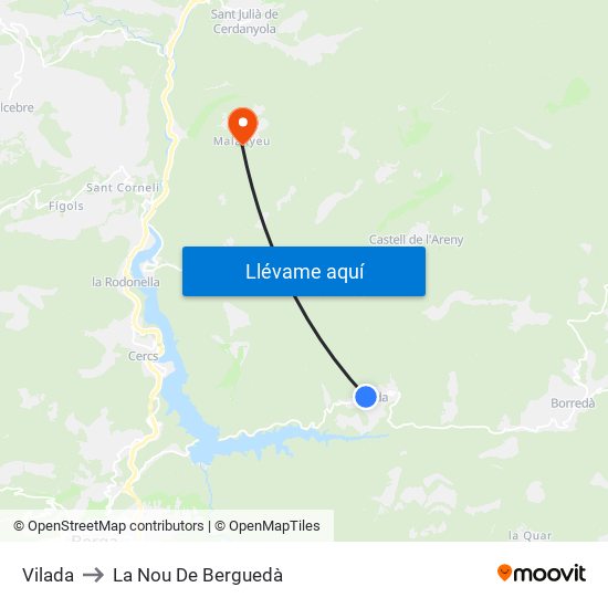 Vilada to La Nou De Berguedà map