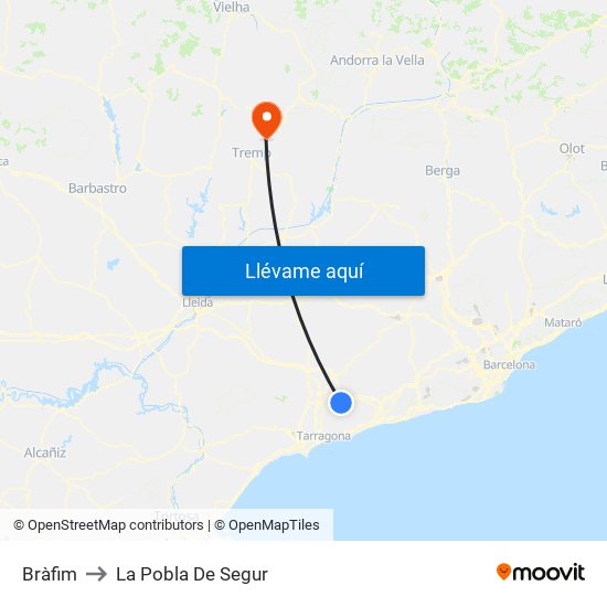 Bràfim to La Pobla De Segur map