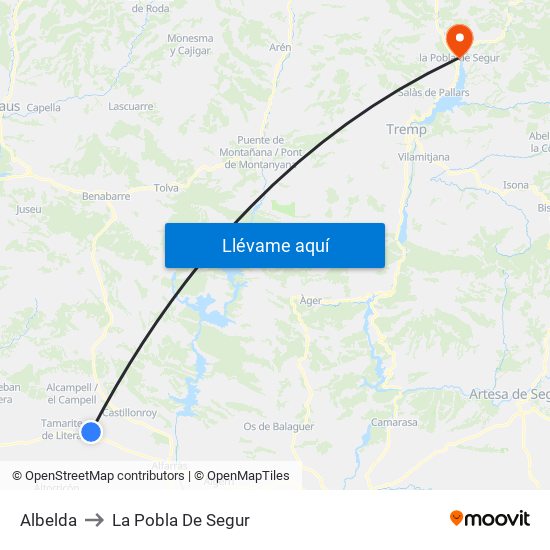 Albelda to La Pobla De Segur map