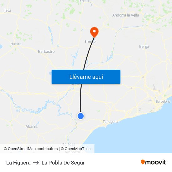 La Figuera to La Pobla De Segur map