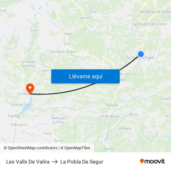 Les Valls De Valira to La Pobla De Segur map
