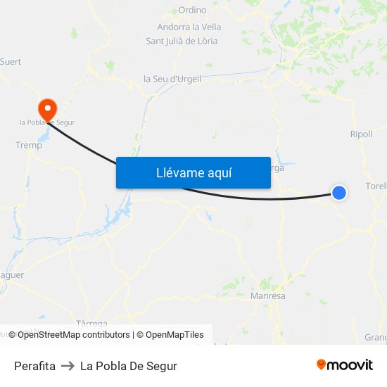 Perafita to La Pobla De Segur map
