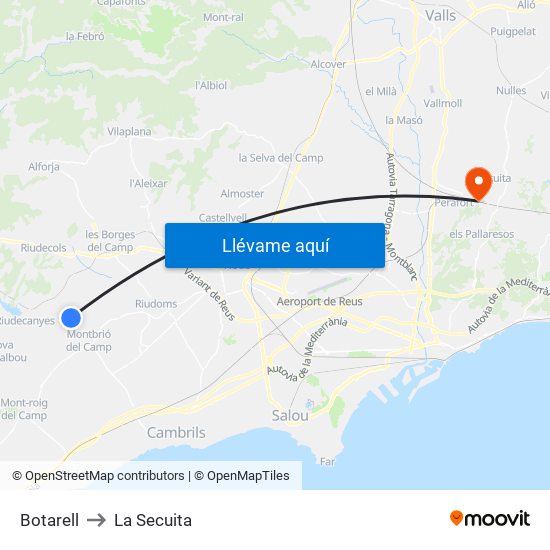 Botarell to La Secuita map