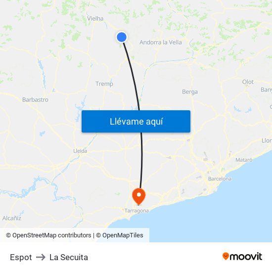 Espot to La Secuita map