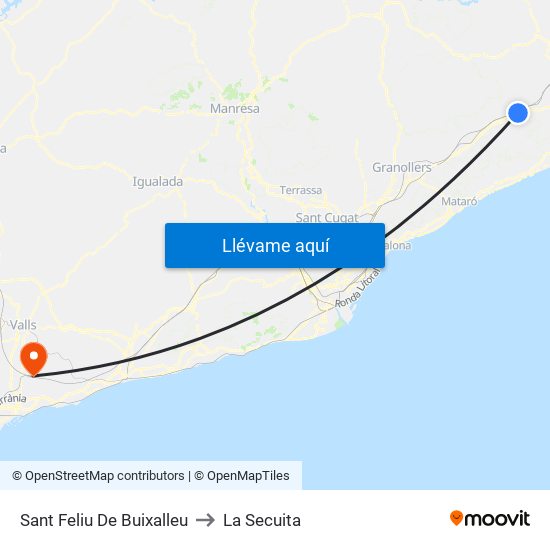 Sant Feliu De Buixalleu to La Secuita map