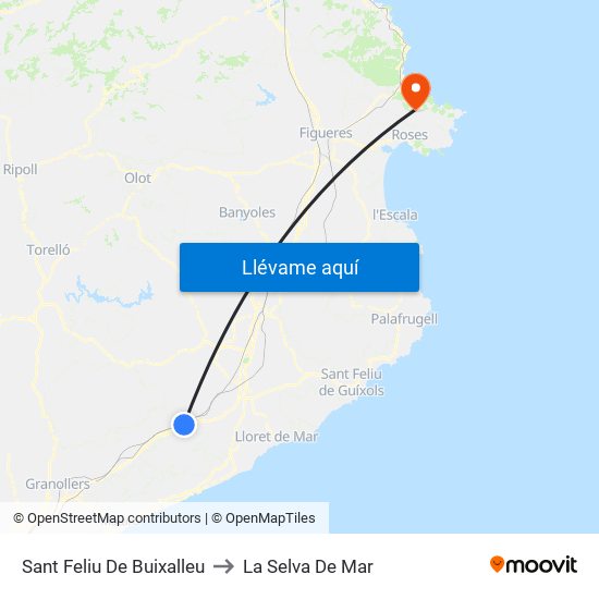 Sant Feliu De Buixalleu to La Selva De Mar map