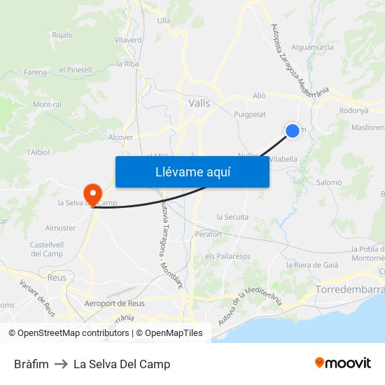 Bràfim to La Selva Del Camp map