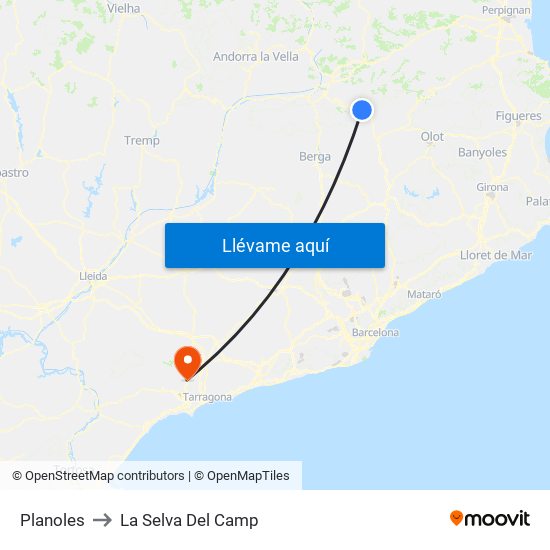 Planoles to La Selva Del Camp map
