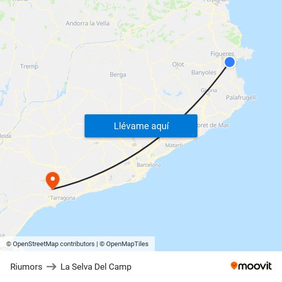 Riumors to La Selva Del Camp map