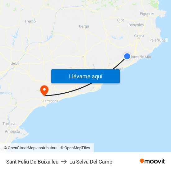 Sant Feliu De Buixalleu to La Selva Del Camp map