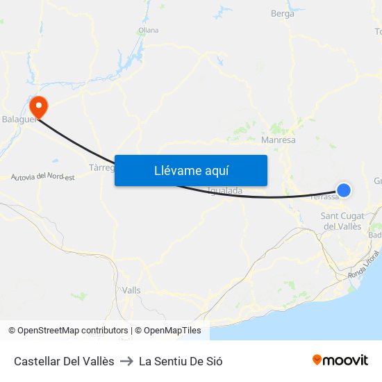 Castellar Del Vallès to La Sentiu De Sió map