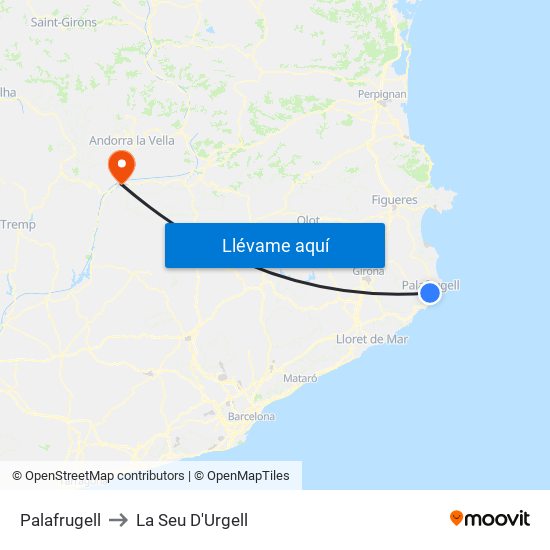 Palafrugell to La Seu D'Urgell map
