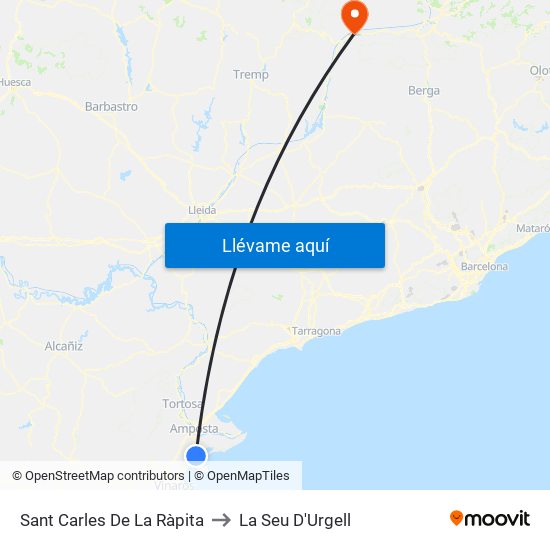 Sant Carles De La Ràpita to La Seu D'Urgell map