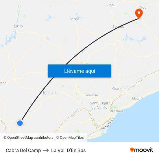Cabra Del Camp to La Vall D'En Bas map