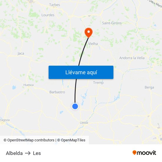 Albelda to Les map