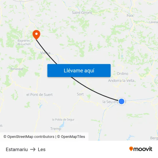 Estamariu to Les map