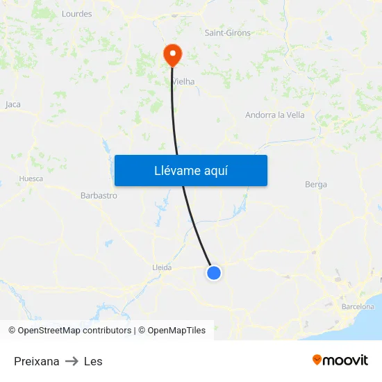 Preixana to Les map