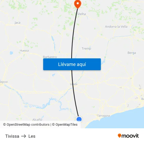 Tivissa to Les map