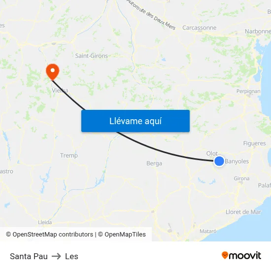 Santa Pau to Les map