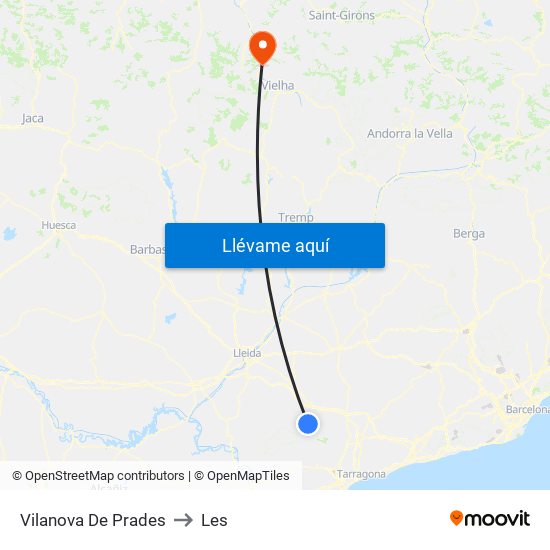 Vilanova De Prades to Les map