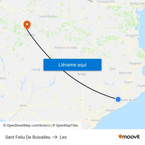 Sant Feliu De Buixalleu to Les map