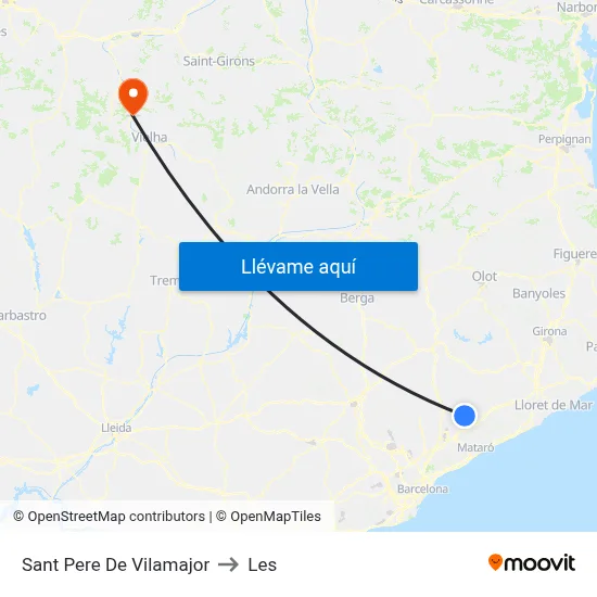 Sant Pere De Vilamajor to Les map