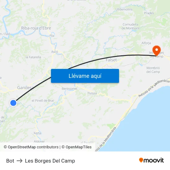 Bot to Les Borges Del Camp map