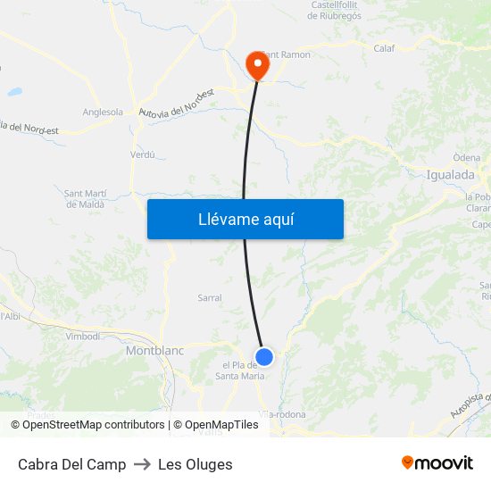 Cabra Del Camp to Les Oluges map