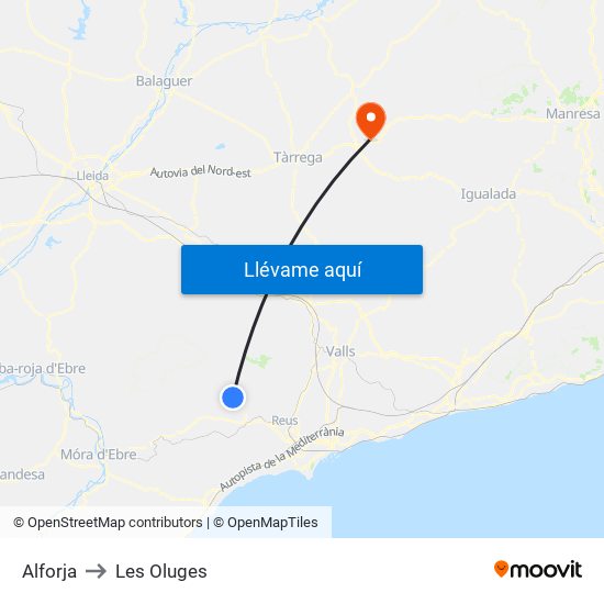 Alforja to Les Oluges map