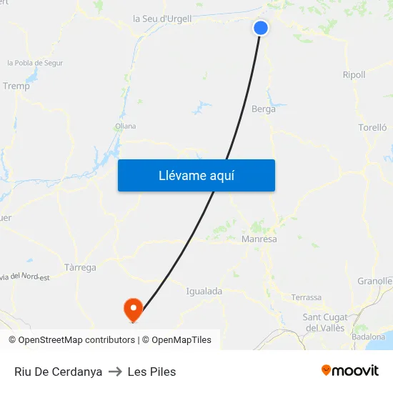Riu De Cerdanya to Les Piles map